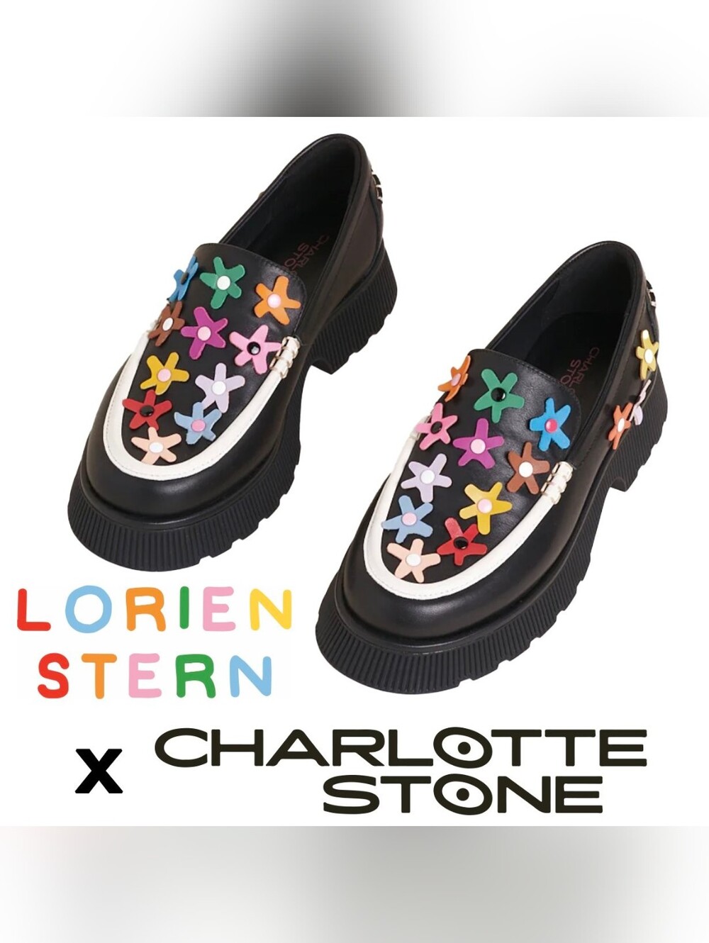 Charlotte Stone X Lorien Stern Loafers with Multicolor Flowers